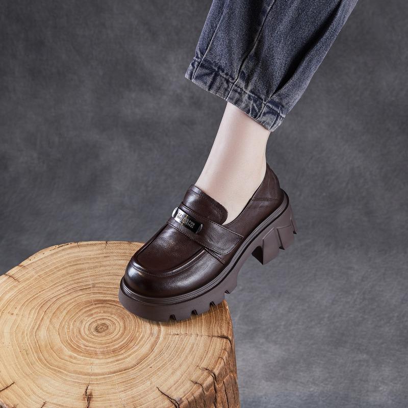 Anti-slip Thick-soled Women's Luxury Casual Leather Shoes