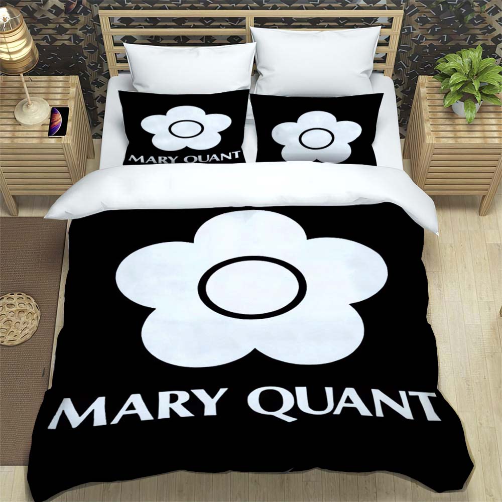 3-Piece M-Mary -Q-Quant- t PrintedDuvet Cover Set – Includes 1 Duvet Cover and 2 Pillowcases; Suitable for Home and Dorm Use