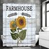 Sunflower Wood Panel Shower Curtain, Bathroom Decorative Shower Curtain, Waterproof Shower Curtain with Hooks