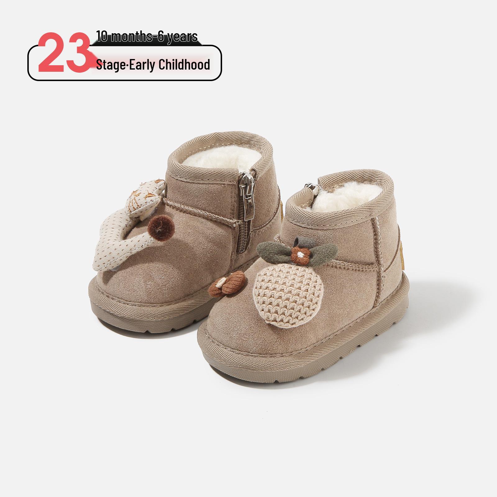 

2025 Toddler Cartoon Snow Boots: Cotton Leather Shoes for Boys & Girls 16-20 Full Set (120 Pairs) хакі