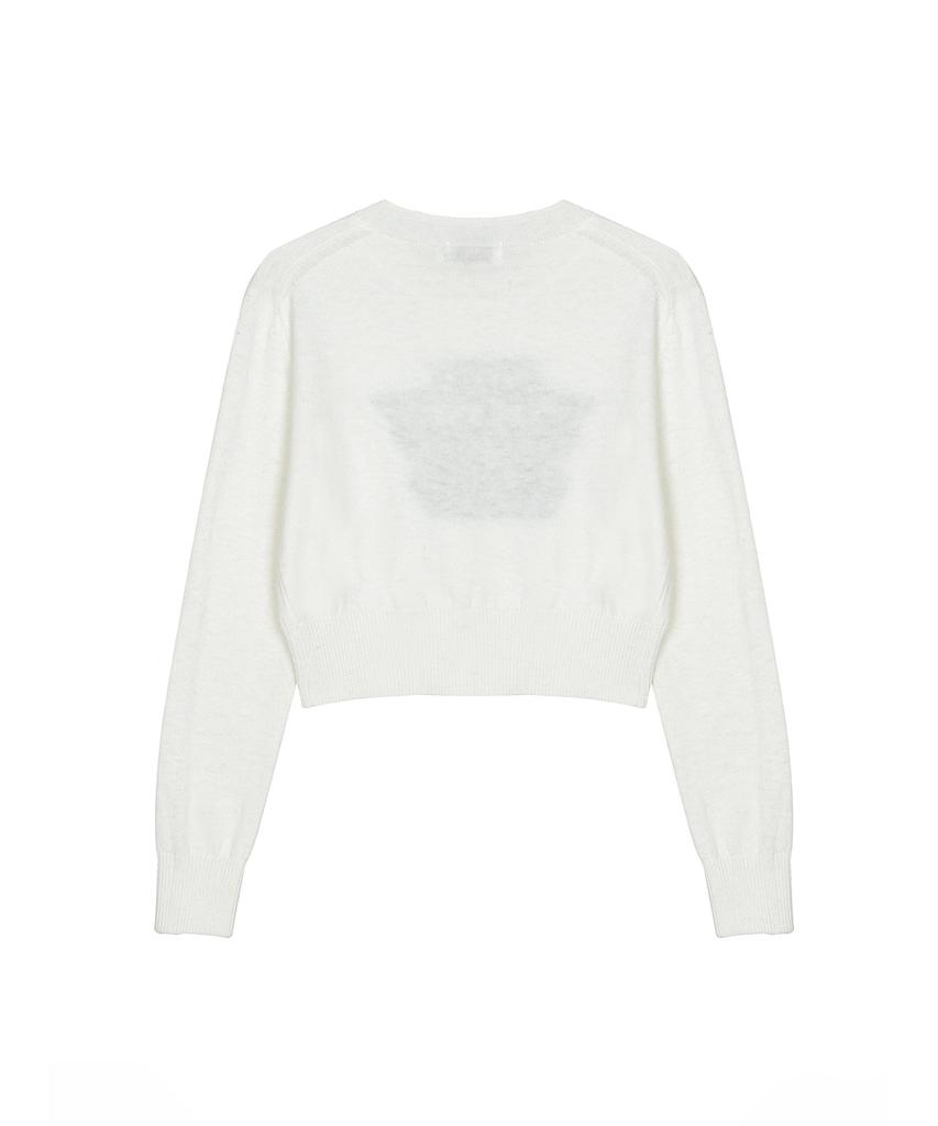 Nigaennikol Cashmere Butterfly Signature Crop Knit_Ivory Black