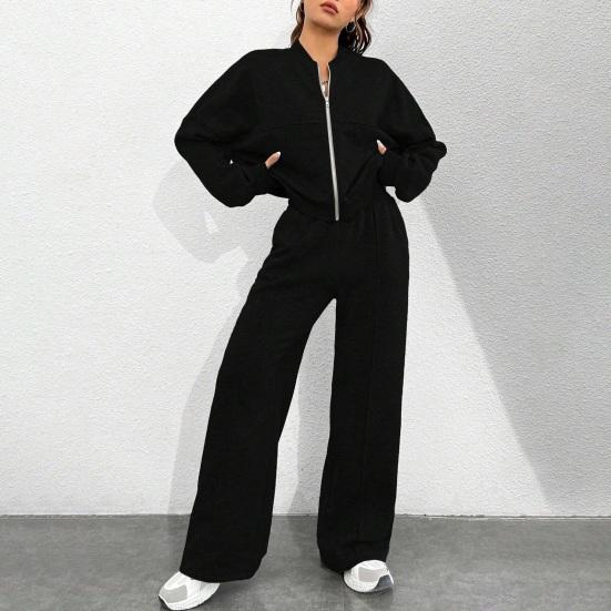 Women's 2 Piece Outfits Fall Casual Zip Up Tracksuit Long Sleeve Sweatshirt And Wide Leg Sweatpant Lounge Set