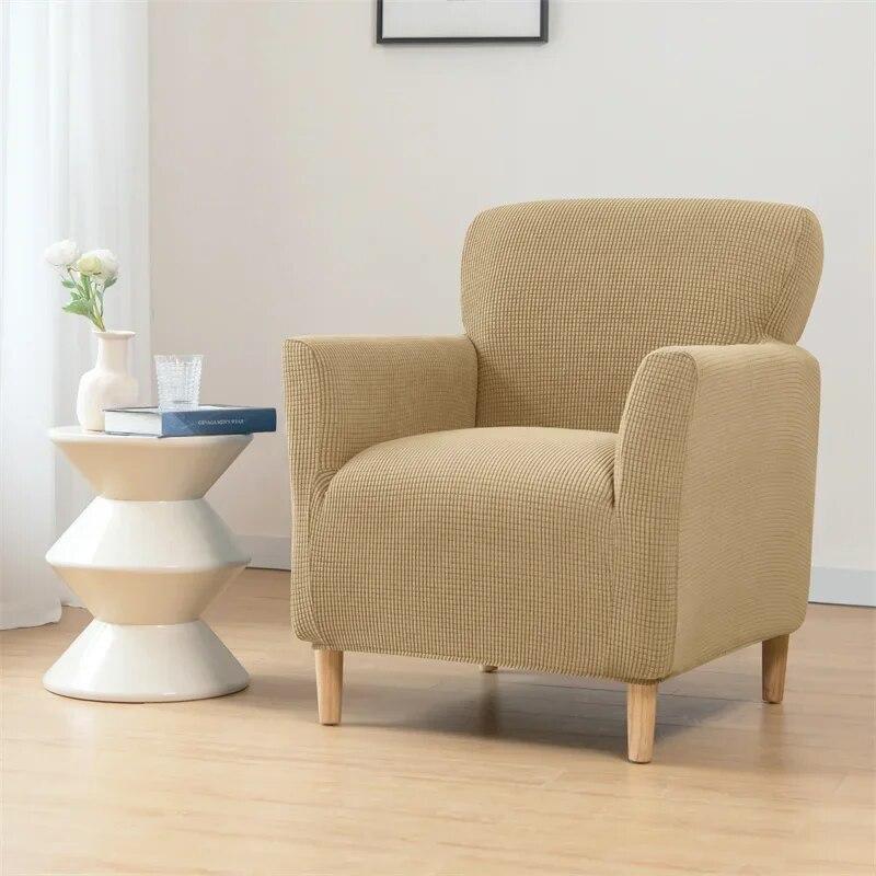 Polar Fleece Armchair Cover Elastic All-inclusive Single Sofa Slipcovers for Living Room Stretch Tub Club Chairs Protector Case