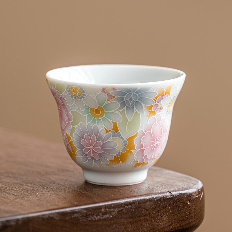 Antique glazed ten thousand flower gourd cup ceramic household teacup personal special master cup tea cup