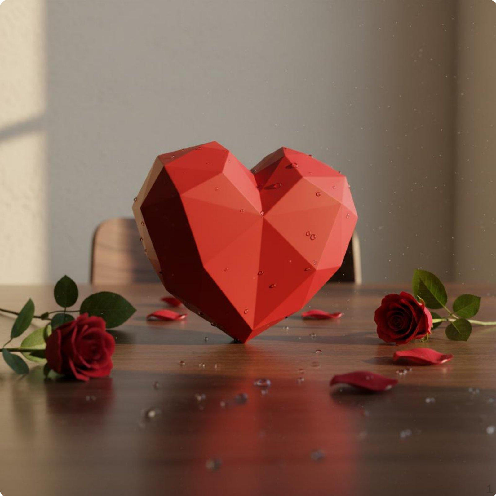 Heart Shaped Gift Box Waterproof Flower Container Elegant Presentation Faceted Design красный