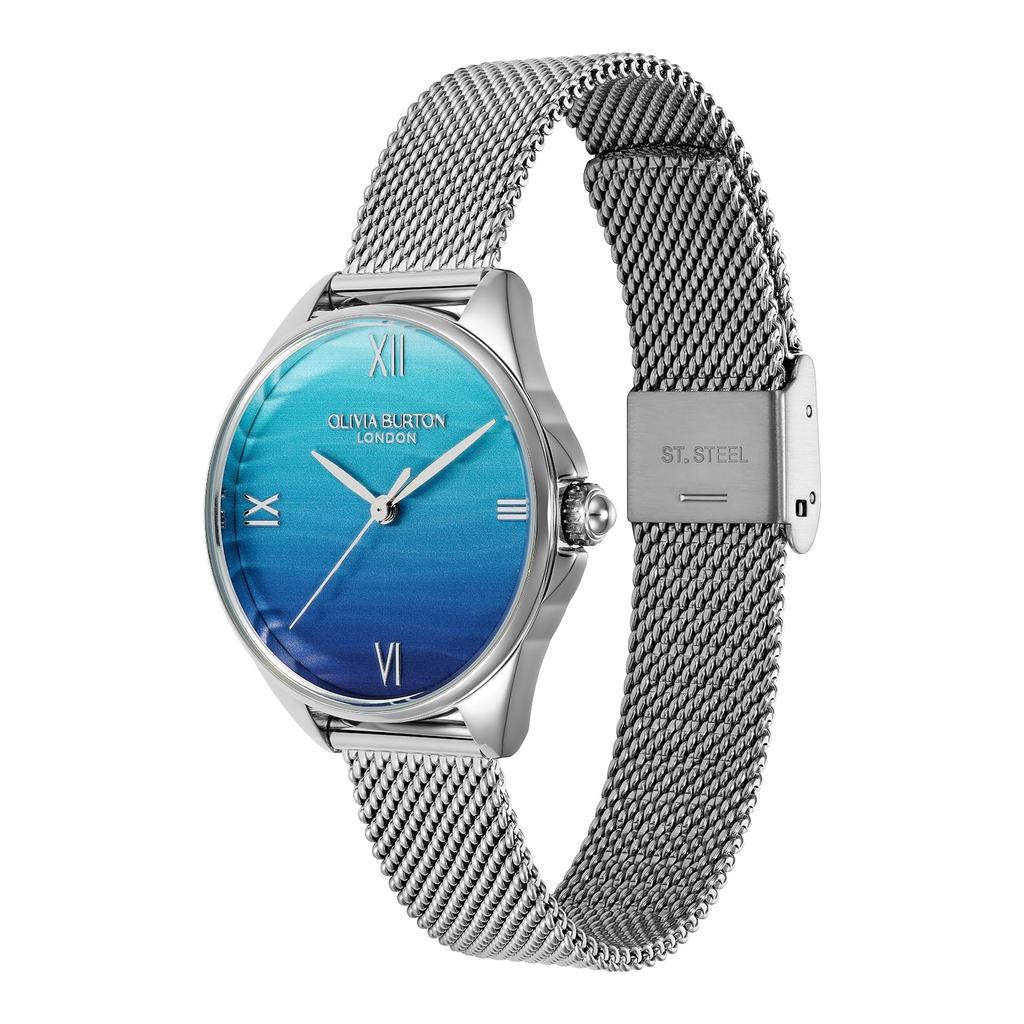 Signature 30mm Azure Blue Silver Mesh Watch [OLIVIA BURTON] &