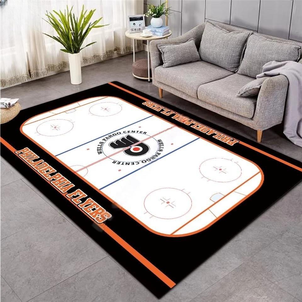 Eishockey 3D Teppich Teppich für Esszimmer und Wohnzimmer Rutschfest Maschinenwaschbar Bereich Bodenmatte Weicher Schlafzimmer Sportteppich 40x60cm