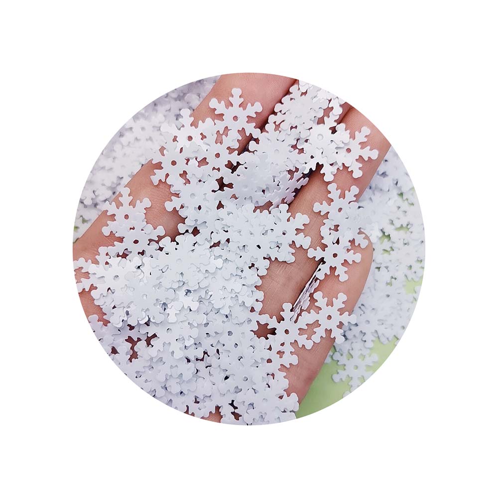 13mm White Snowflake Glitter 3D Nail Art Flakes Party Confetti Christmas Glitter Sticker Decals Manicure Nail Art Slime Supplies 500g/bag
