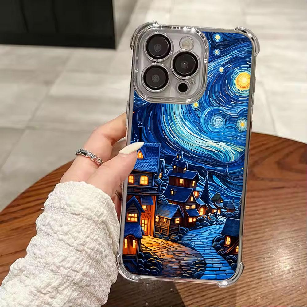 Van Gogh Starry Sky Oil Painting Soft Funda For iPhone 18 17 Pro 16 15 14 13 12 11 Pro Max Case 17 Plus 17E 16E 17Air Phone Cover