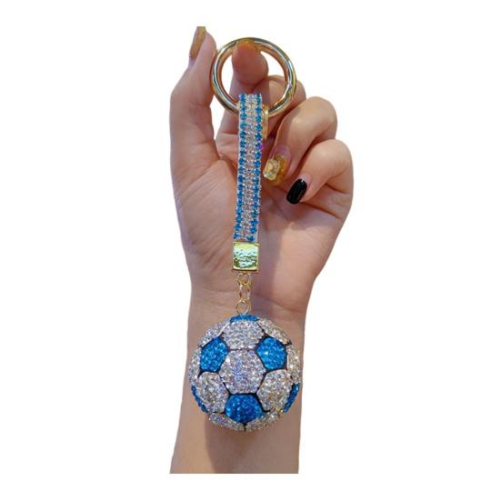 Rhinestone Football Keychain Pendant Sparking Soccer Car Key Ring