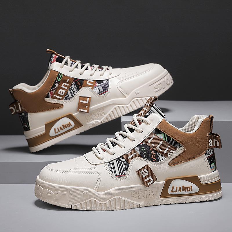 

Men s shoes spring and autumn 2025 new Korean version trend sports and leisure board shoes youth high-top large-size shoes 46