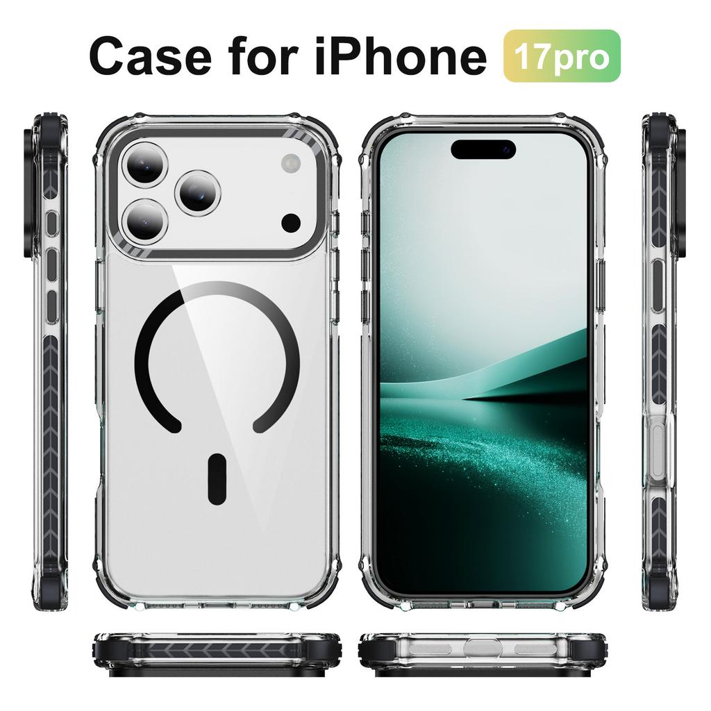 Für 17promax Handyhülle Transparent Hardware-Taste Magnetische Saugkraft für Apple Handyhülle Leichter Luxus High-End