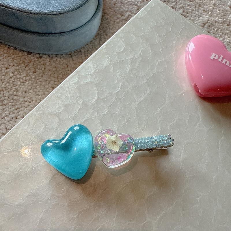 Cute Hair Clips for Fringe, Sweet Heart-Shaped Duckbill Clips for Girls' Side Parting