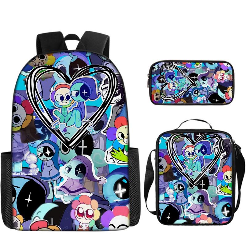 Dandys World Anime Print Backpack Set Students Lightweight School Bag With Crossbody Pouch Pencil Case