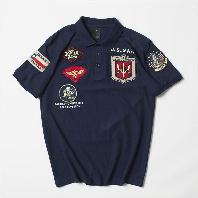 Letní Air Force One Antické Polo Tričko Vyšívané Tričko Krátký Rukáv