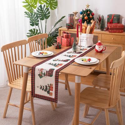 Amazon Christmas Day Decoration Tassel Table Tablecloth Yarn Jacquard Red Elk Christmas Tree Table Flag