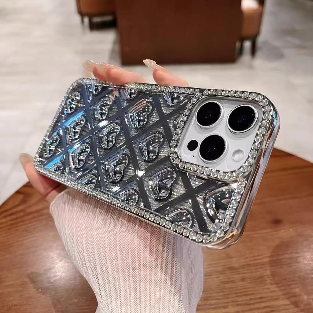 Diamond-inlaid Love Gradient Powder Suitable for Apple 16promax Mobile Phone Case New IPhone 15 Luxury Women 14