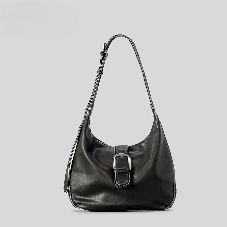 Ielgy Retro Fashionable Distressed Textured Dumpling Bag Tote Bag Large Capacity Belt Buckle Shoulder Bag