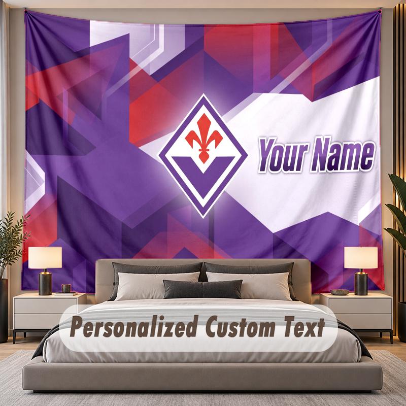 Custom Name Text Tapestry Fiorentina FC Personalized Polyester Wall Tapestry For Bedroom And Room