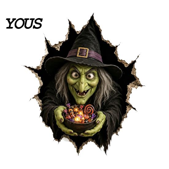 Reusable PVC Stickers for Walls Halloween Break-in 3D Wall Decals, Illusion Effect Spooky Breaking Through Decorative Decals Dormitory Sticker, Horror