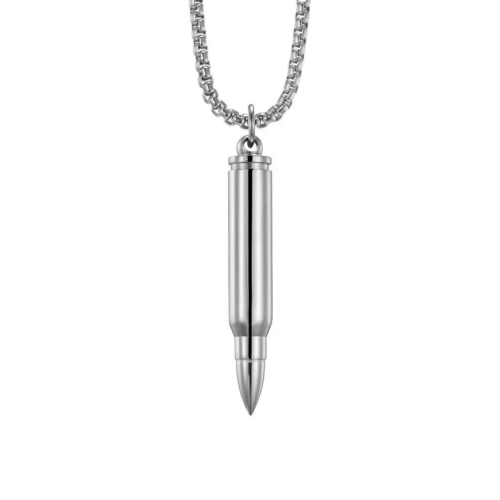 2026 Jewelry Personality, Bullet, Pendant Domineering, Men's Necklace Simple Glossy Pendant