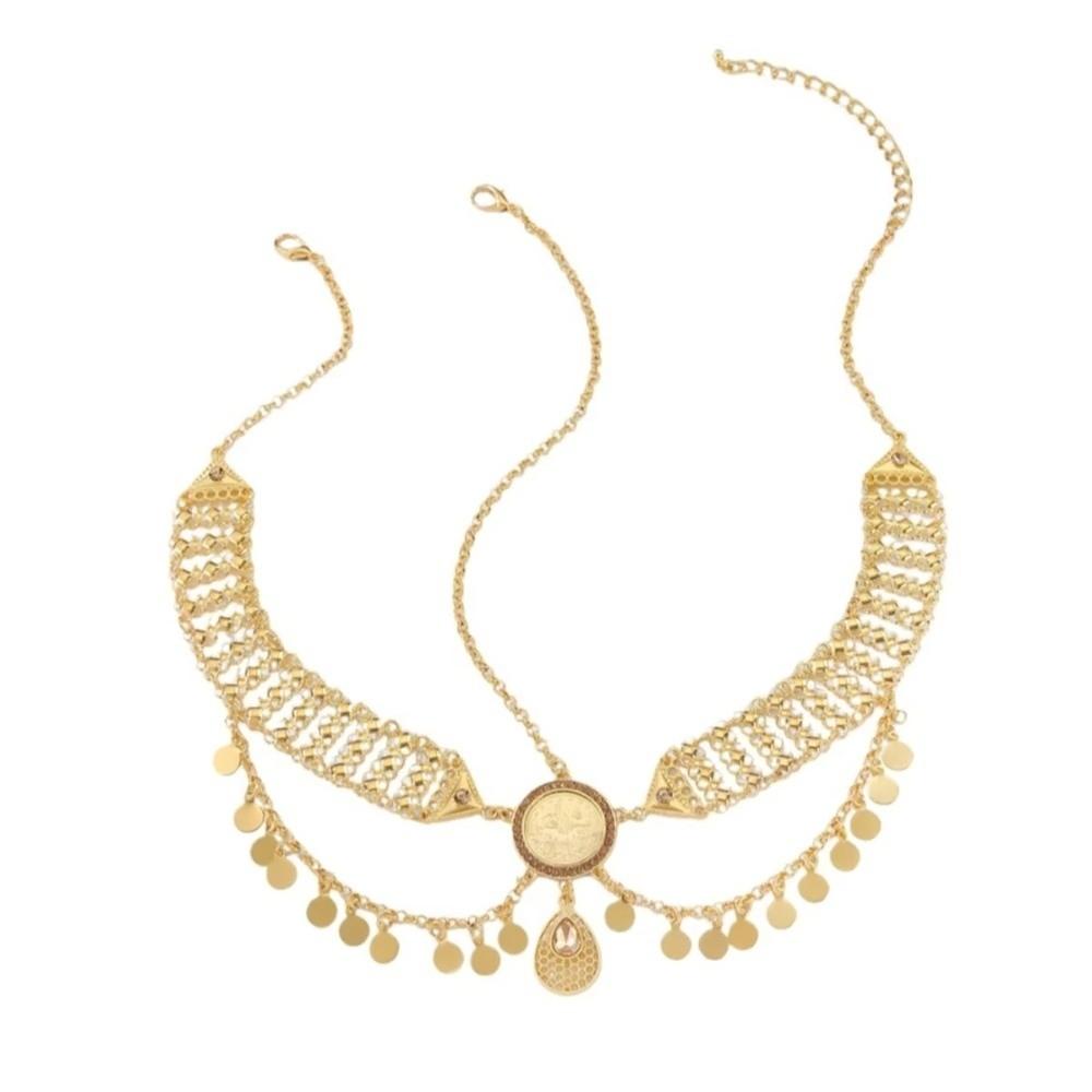 Gold Color Headdress Rhinestone Flower Tassel Hair Jewelry New Head Chain  Women Jewelry