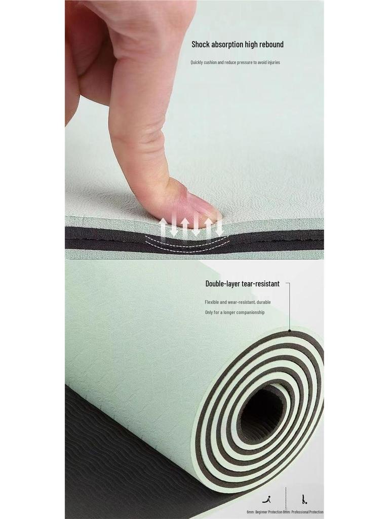 Premium rutschfeste TPE-Yogamatte - Schalldämmung & Stoßabsorption, Verdickt & Verbreitert für geräuschlose Sportarten & Tanz