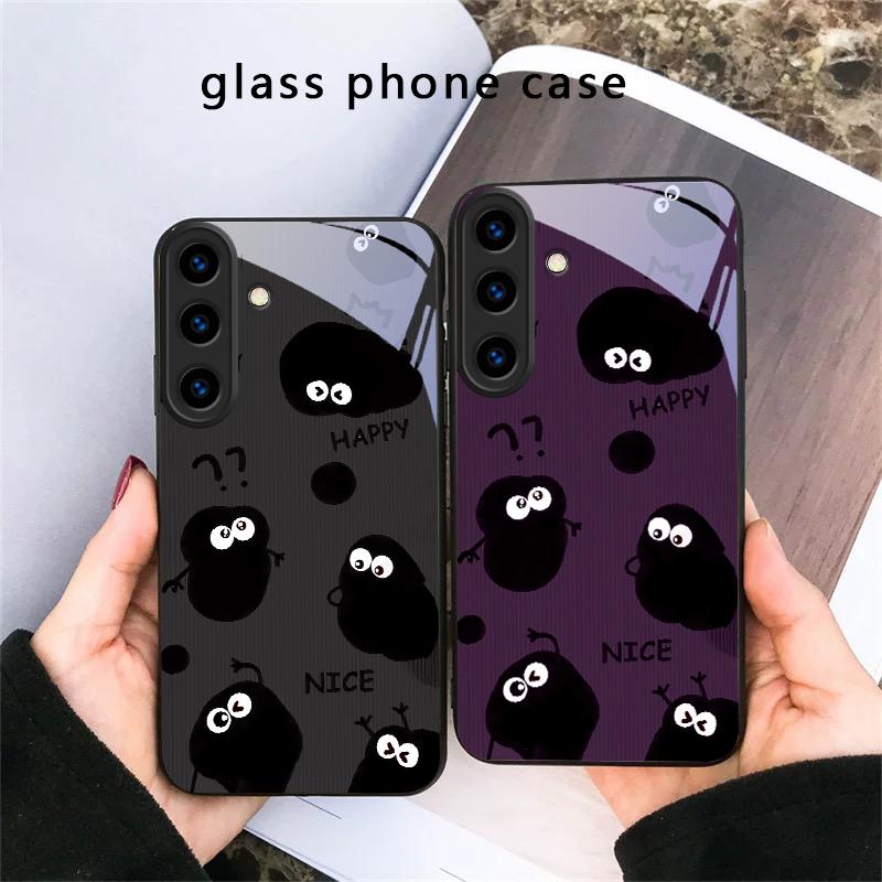 Funny hand drawn style For Samsung Galaxy S20 S21 S22 S23 Plus S24 FE S25 Ultra S26 Edge S25+ S20+ S22+ Black Glass Phone Case