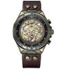 Luxury Men's Automatic Mechanical Wrist Watch Leather Strap Retro Skeleton Dial