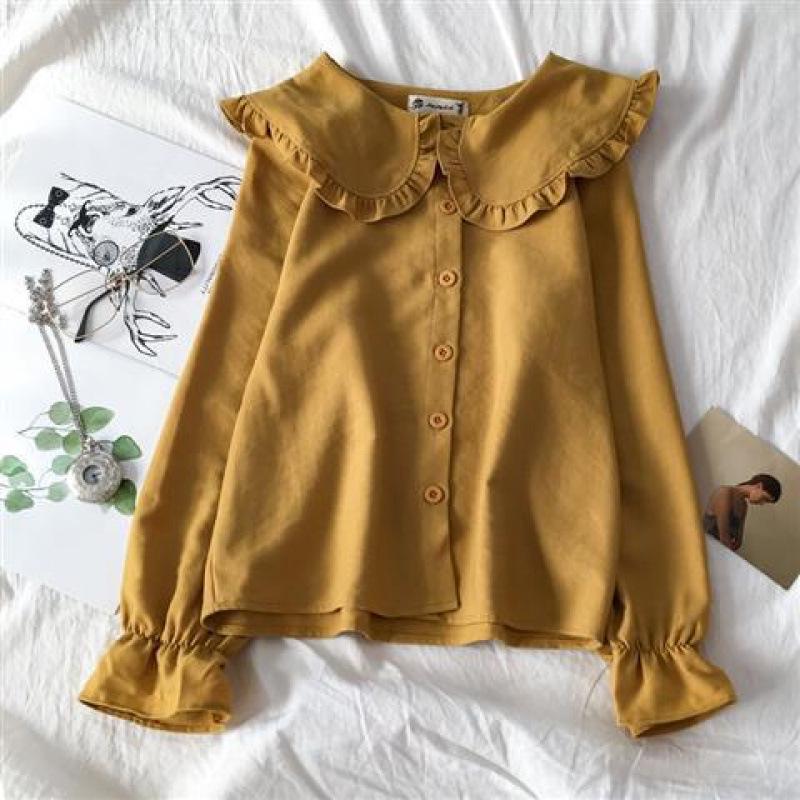 New Year Style Women's Korean Doll Collar Shirt, Long Sleeve Versatile Top for Early Autumn