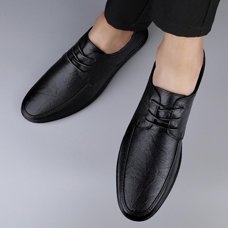 

New casual leather shoes men s real cowhide men s shoes winter velvet warm business leather shoes round head lace-up 38