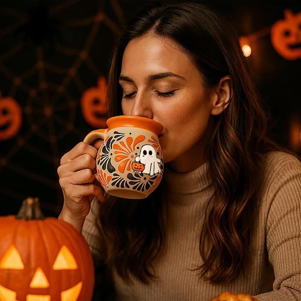 Strašidelný keramický hrnek ve tvaru dýně