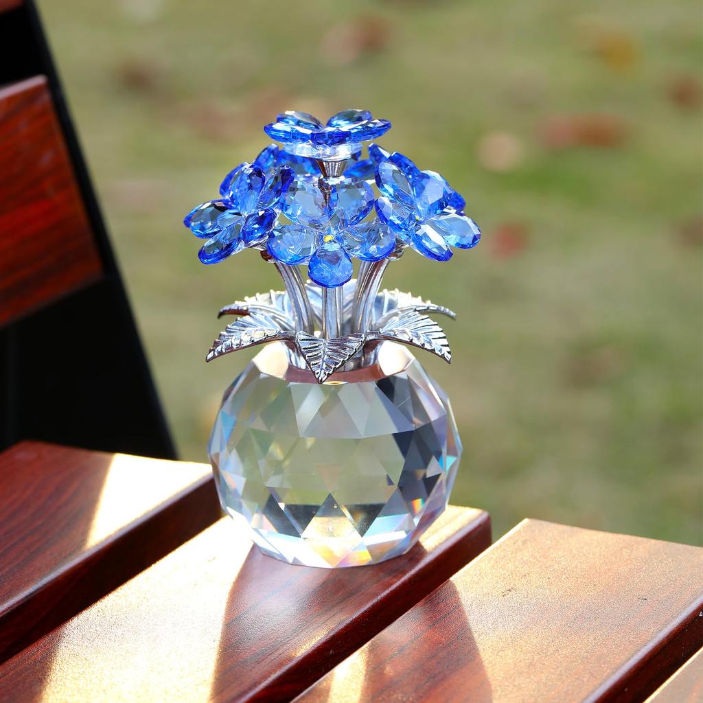 Blue K9 Crystal Forget Me Not Crystal Flower Perfect for Wedding or As a Gift for Friends or Sisters Figurine, Women's Birthdays, Anniversaries,