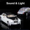 Scale 1:32 Rolls Royce Phantom Car Model Toy Metal Diecast Doors Opened Pull Back Sound Light Vehicle Models for Boys Kids Gifts
