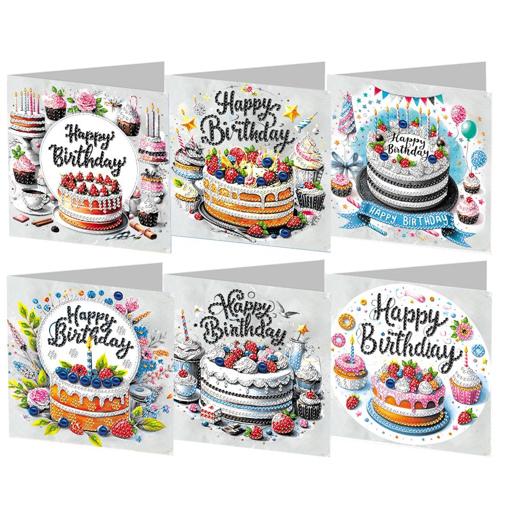 6pcs DIY Rhinestone Diamond Art Mosaic Postcards Diamond Art Handmade Cards Creative Christmas Birthday & Thanksgiving Card Kits