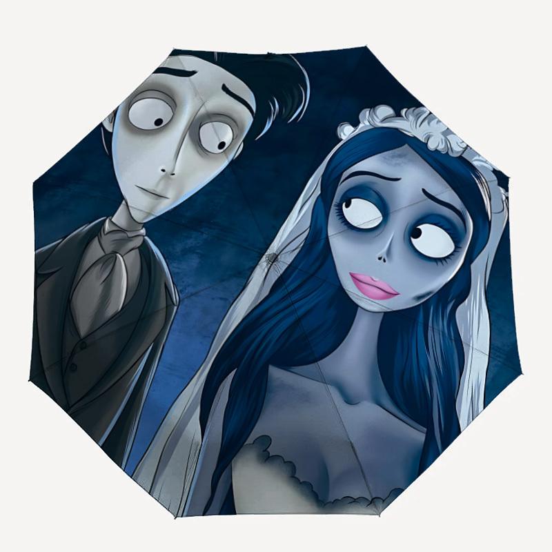 

1pc Corpse Bride 8-Ribs Sturdy Frame, Automatic Open/Close, Durable & Colorful Ideal for Beach, Travel, And All Seasons, 10159