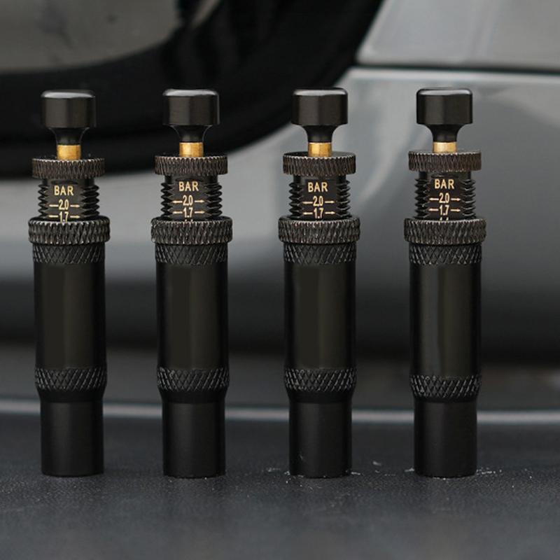 4 Stück Offroad-Reifenluftdruckminderer Ventil-Kit Auto-Stopp-Reifenluftdruckminderer 10-30 PSI Aufschraubbares Reifenluftablasswerkzeug für Auto Reifenfüller Werkzeug