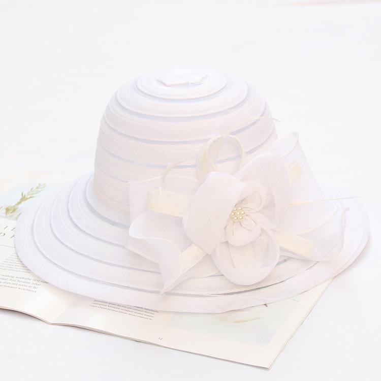 Fashion Top Hat Women'S Lace Flower Shade Mesh Hat Summer Folding Beach Hat Outdoor Sun Hat