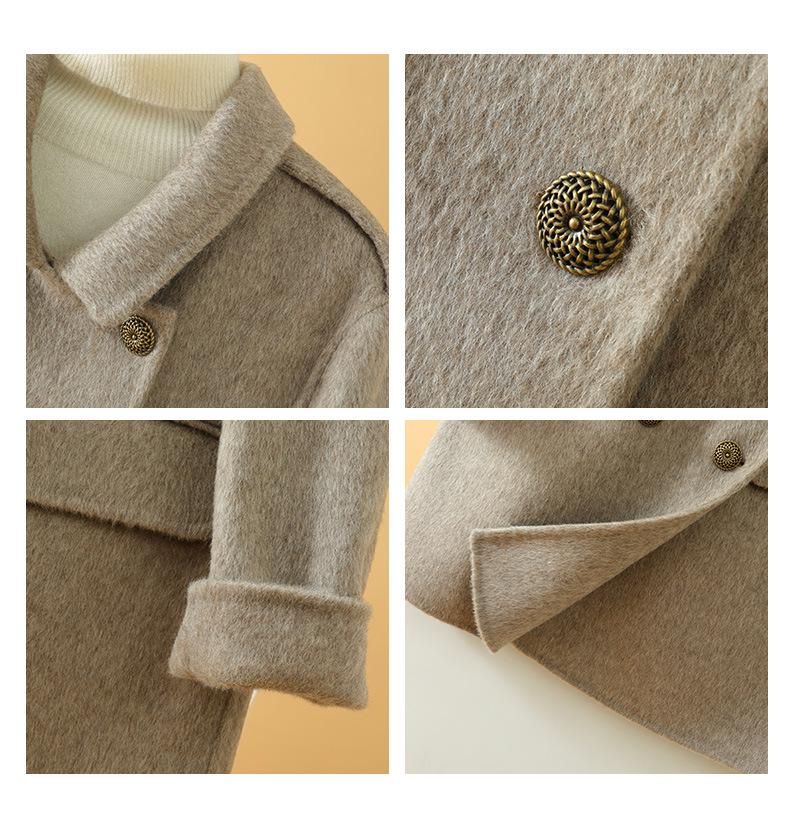 Elegant Double-Breasted Mid-Length Women's Wool Coat in Solid Color - Autumn/Winter Small Fragrance Style