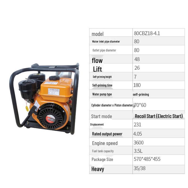 Portable Self-Priming Diesel Engine Water Pump for Flood Control and Drainage