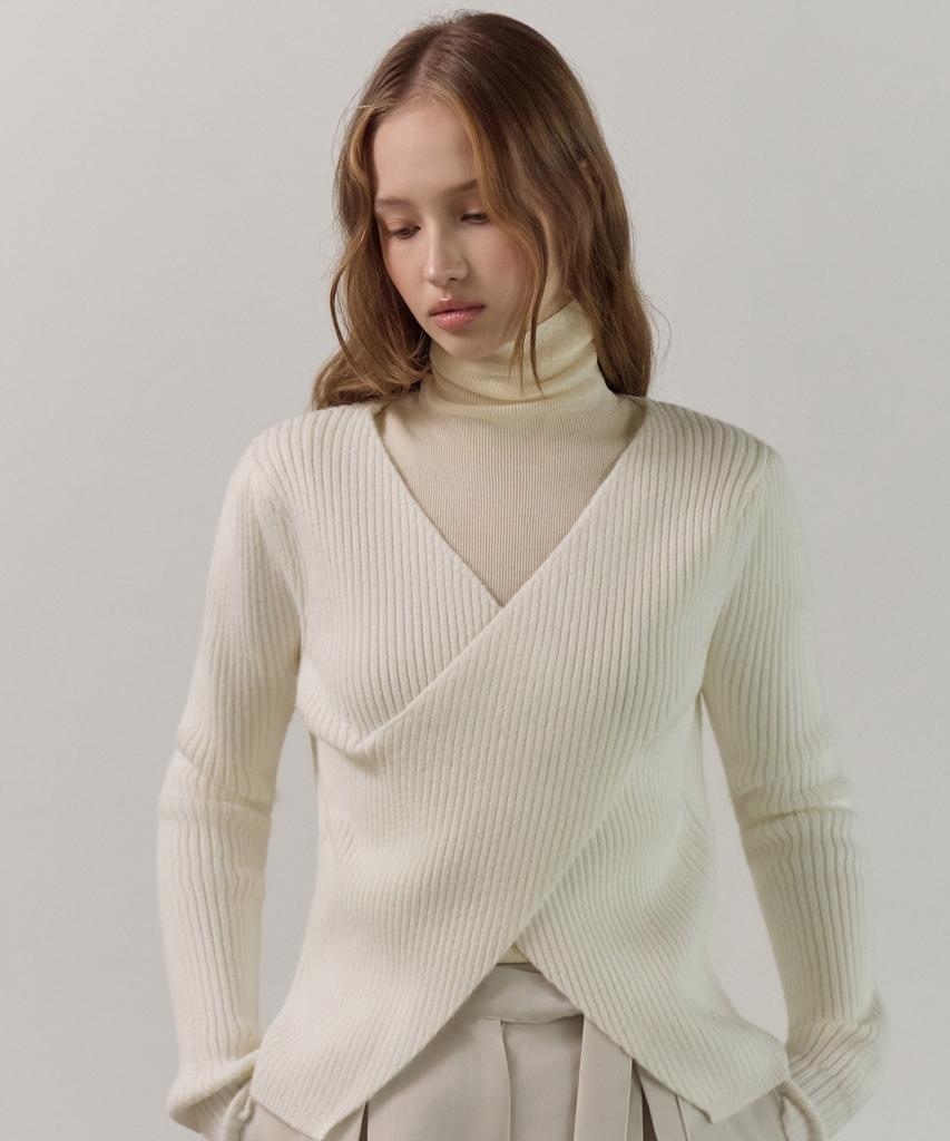 ELLIOTI Wrap Layered Knit Ts_3Color