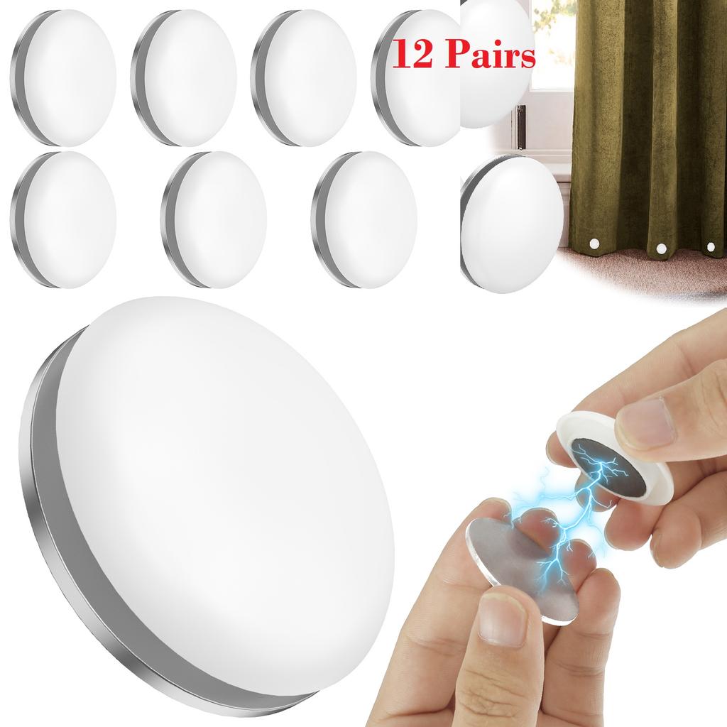 12 Pairs Magnetic Shower Curtain Weights Nail Free Detachable Buckle Waterproof Reusable Curtain Fix Fastener Magnetic Button