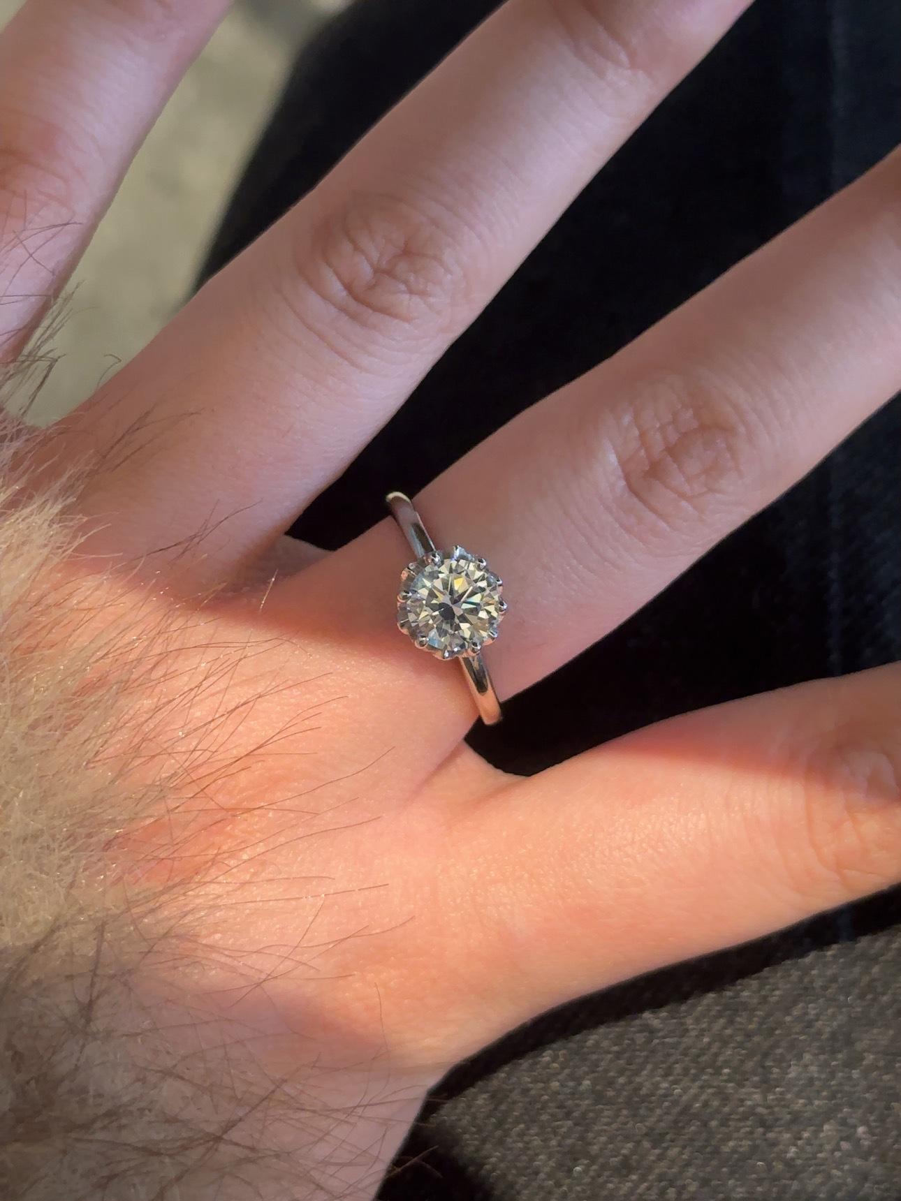 

S925 Sterling Silver 1-Carat Diamond Inlaid Adjustable Open Ring - Light Luxury Design, Versatile Adjustable Open платиновий