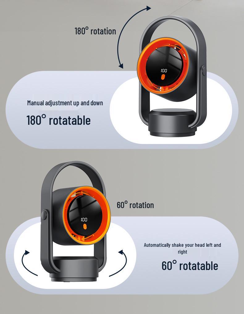 USB Rechargeable Bladeless Desktop Fan: Multi-Functional Shaking Head Fan for Home and Office