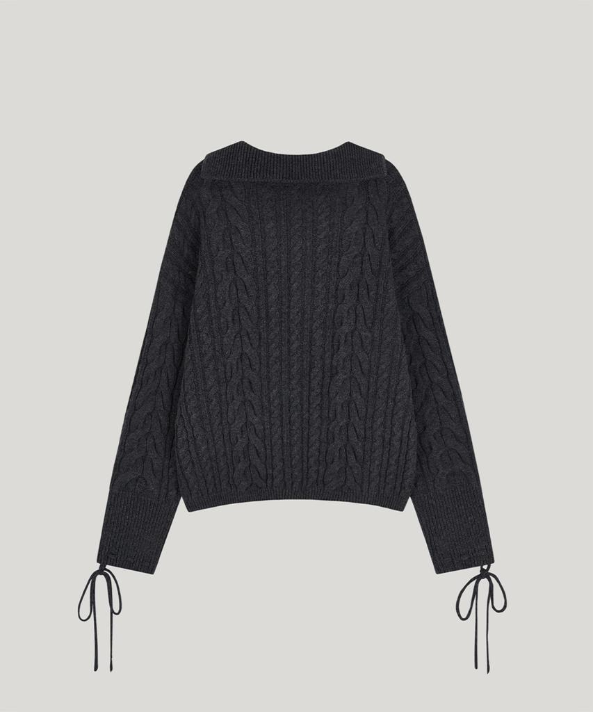 Poeteuseoul Cable Collar Knit_Charcoal