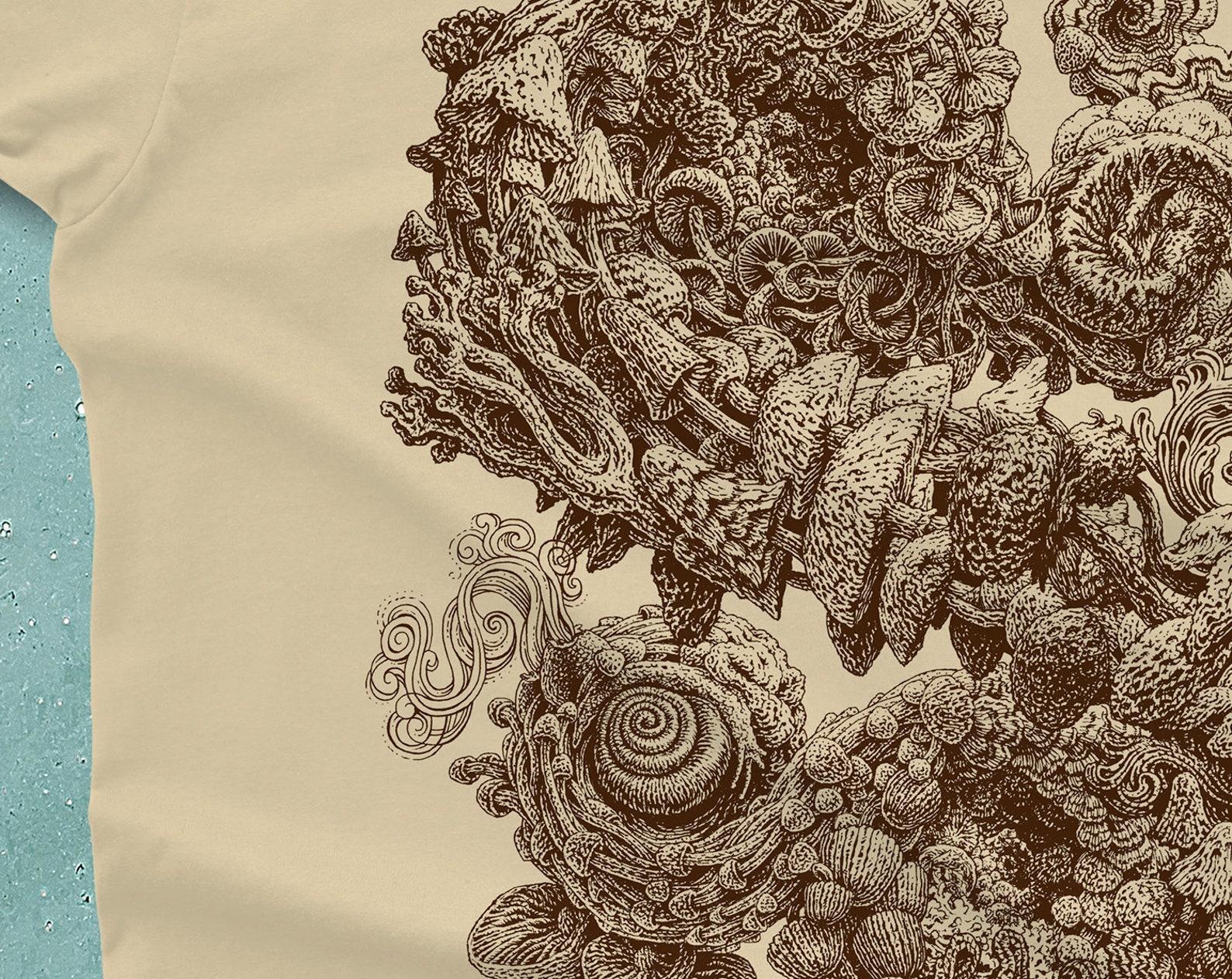 Men s Mushroom T-shirt: Hand Screen Printed Nature Graphic Tee, Men s Clothing S