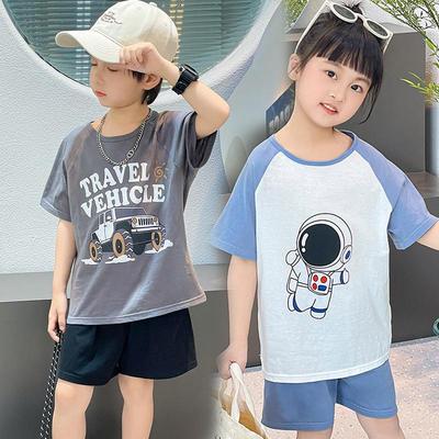 Children's Cotton Short Sleeve Set Summer Boys and Girls Casual Thin T-shirt Set