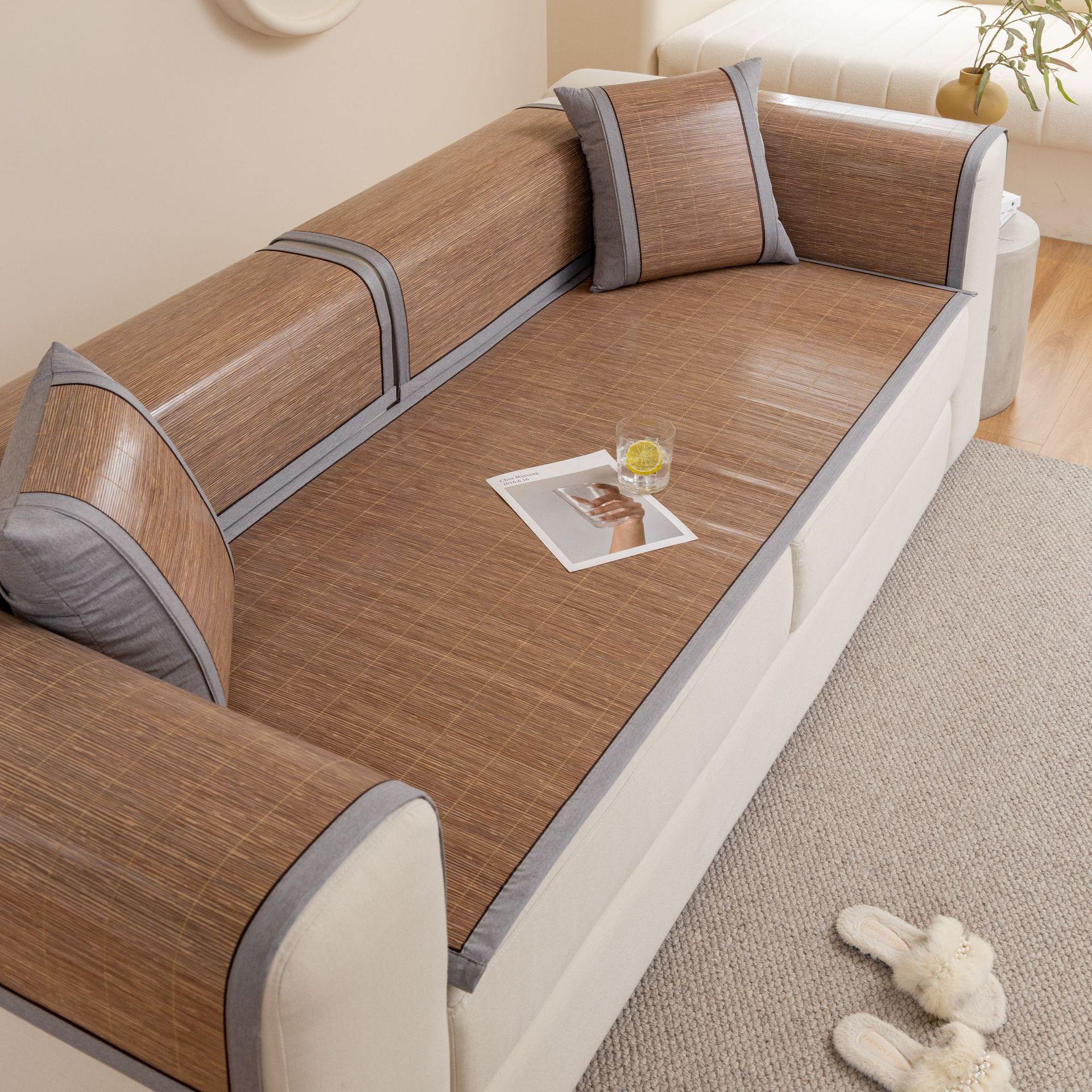 

Подушка для дивана из бамбукового коврика, летний шелковый коврик, нескользящий кожаный чехол для дивана, летний стиль, ледяная подушка, охлаждающая подушка 60*60