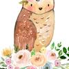 Watercolor Woodland Animal with Flowers Art Poster Prints Canvas Painting Kids Girls Room Bedroom Office Home Wall Decoration