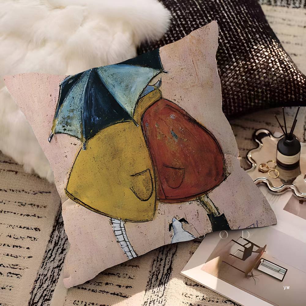 Sam Toft Konst Abstrakt Landskap Kärlek Hundar Kuddfodral Tecknad Gåva Kuddöverdrag Sovrum Hem Soffa Stol Sits Dekor Kuddvar